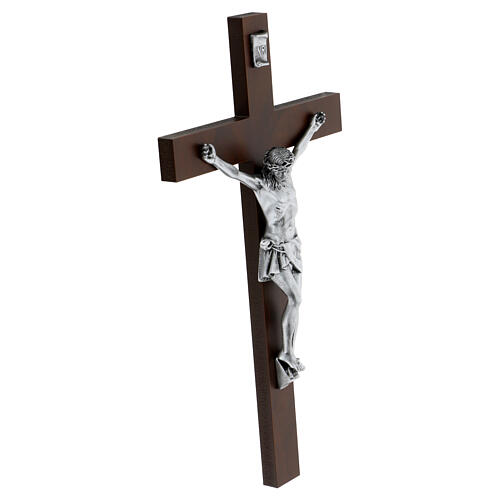 Cristo scultura argento opaco croce legno Valenti 35 cm 3