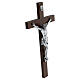 Cristo scultura argento opaco croce legno Valenti 35 cm s3