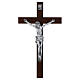 Matte Silver Resin Christ Sculpture on Wood Cross, Valenti 35 cm s1