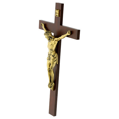 Crocifisso legno scuro Cristo bronzato Valenti 50 cm 3