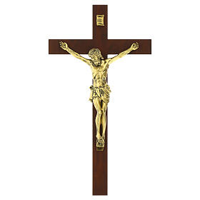 Crucifixo madeira escura Cristo efeito bronze Valenti 50 cm