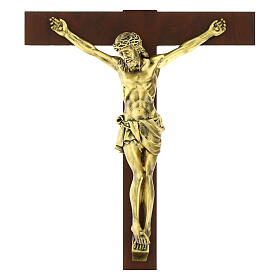 Crucifixo madeira escura Cristo efeito bronze Valenti 50 cm