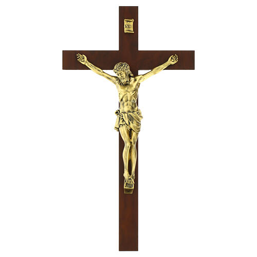 Crucifixo madeira escura Cristo efeito bronze Valenti 50 cm 1