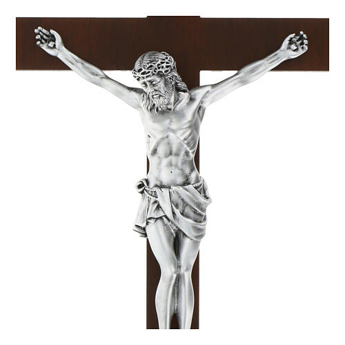 Crucifix argent mat croix bois foncé Valenti 50 cm 2