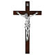 Crucifix argent mat croix bois foncé Valenti 50 cm s1