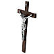 Crucifix argent mat croix bois foncé Valenti 50 cm s3