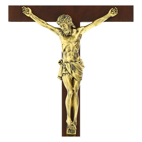 Crucifixo efeito bronze madeira escura Valenti Argenti 63 cm 2