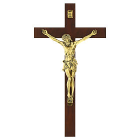 Dark Wooden Cross with Bronzed Resin, Valenti Argenti 63 cm