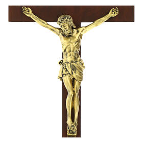Dark Wooden Cross with Bronzed Resin, Valenti Argenti 63 cm