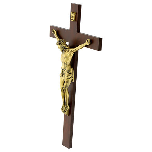 Dark Wooden Cross with Bronzed Resin, Valenti Argenti 63 cm 3