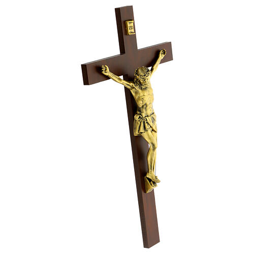 Dark Wooden Cross with Bronzed Resin, Valenti Argenti 63 cm 4