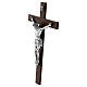 Dull silver body of Christ with dark wooden cross, Valenti, 25 in s3