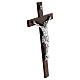 Dull silver body of Christ with dark wooden cross, Valenti, 25 in s4