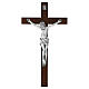 Crucifix corps argent mat bois foncé Valenti 63 cm s1