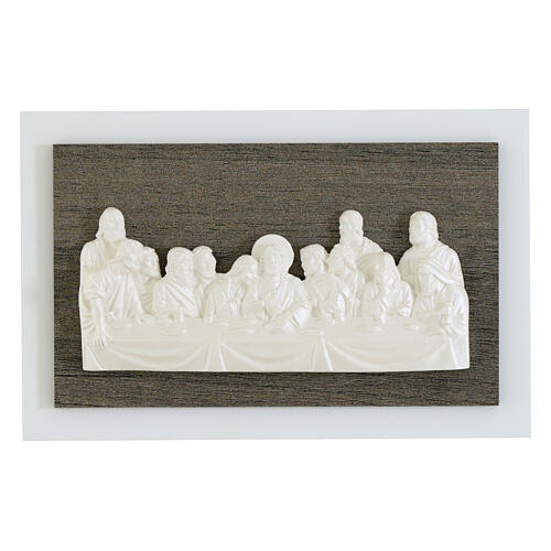 Last Supper small relief in white resin wood Valenti Argenti, 10x15.5 cm 1