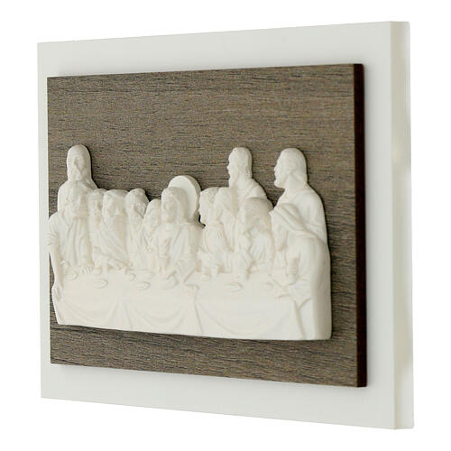 Last Supper small relief in white resin wood Valenti Argenti, 10x15.5 cm 2
