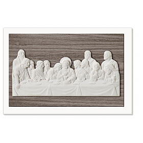 Last Supper, pearly white resin and wood, Valenti Argenti, 5x7.5 in