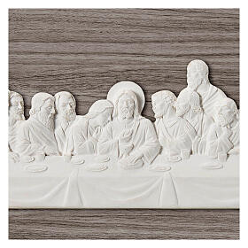 Last Supper, pearly white resin and wood, Valenti Argenti, 5x7.5 in