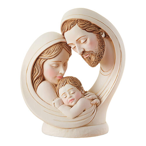 Sacra Famiglia statua stilizzata resina dipinta Valenti 10x9 cm 1