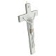 Modern crucifix of white and dove-coloured resin, Valenti Argenti, 9 in s3