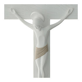 Stylised crucifix of white and dove-coloured resin by Valenti, 18x12 in