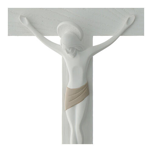 Stylised crucifix of white and dove-coloured resin by Valenti, 18x12 in 2