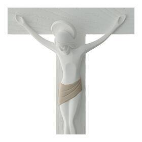 Modern cross with stylised Jesus, white resin, Valenti, 20 in