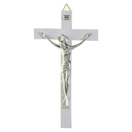 Resin cross with polished silver body, Valenti Argenti, 9 in 1