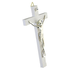 Resin Wall Cross with Shiny Silver Body, Valenti Argenti 23 cm