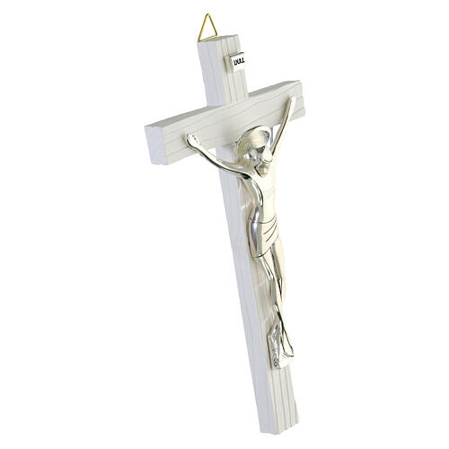 Resin Wall Cross with Shiny Silver Body, Valenti Argenti 23 cm 2