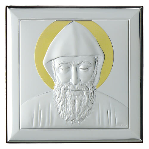 Quadretto San Charbel bilaminato argento oro Valenti 12x12 cm 1