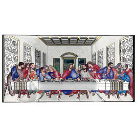 Colourful bilaminate Last Supper bas-relief, 36x18 in