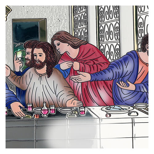 Colourful bilaminate Last Supper bas-relief, 36x18 in 2