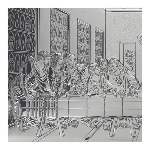 Last Supper bas-relief in silver bilaminate, 90x45 cm 4