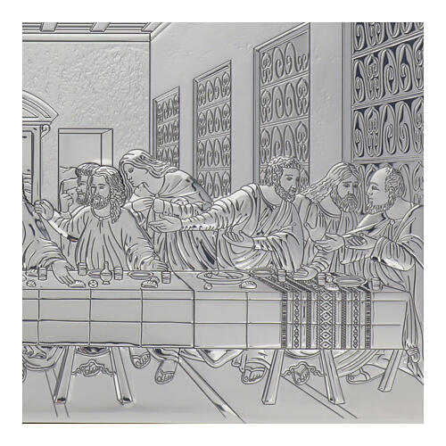 Last Supper bas-relief in silver bilaminate, 90x45 cm 5