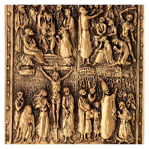 Bronzierte Harzplatte Heilige Pforte S Paolo 6x12 cm 2