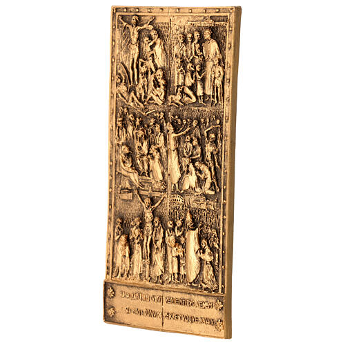 Bronzierte Harzplatte Heilige Pforte S Paolo 6x12 cm 3
