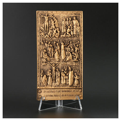 Tile of bronze-finished resin, St. Paul's Holy Door, 2.5x5 in 5