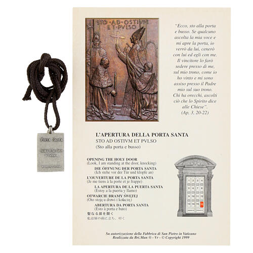 Ladrinho de prata Porta Santa São Pedro medalha corda 2