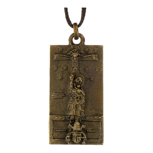 Medaglia porta santa basilica San Giovanni Laterano lega ottone 5,5x3 cm 1