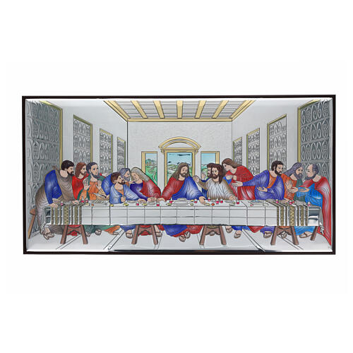 Tableau Cène coloré bilaminé bois 46x91 cm 1