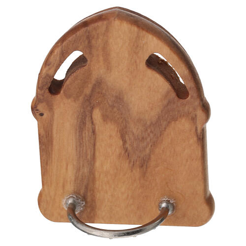 Cuadrito Carlo Acutis forma arco madera olivo 5x4 cm 3