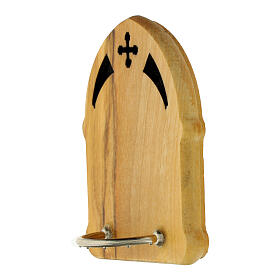 Tableau Carlo Acutis forme arche bois d'olivier 5x4 cm