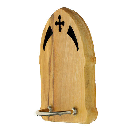 Tableau Carlo Acutis forme arche bois d'olivier 5x4 cm 2