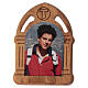 Tableau Carlo Acutis forme arche bois d'olivier 5x4 cm s1