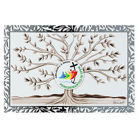 Cuadro Jubileo 2025 árbol de la vida madera blanca 10x14 cm Valenti