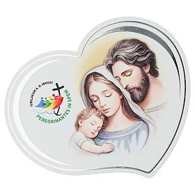 Jubilee 2025 coloured heart, Holy Family, Valenti Argenti, 5.5x5 in