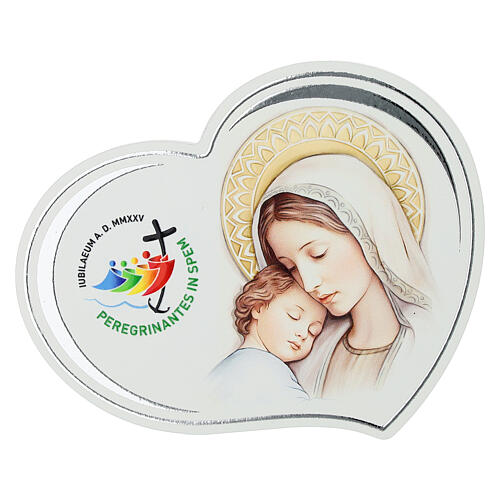 Cuore Giubileo 2025 Madonna con Bambino Valenti 11x9 cm 1