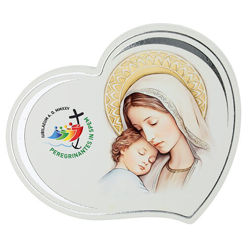Cuore Madonna Bambino Giubileo 2025 Valenti 14x12 cm 1