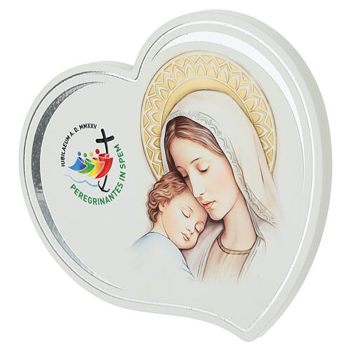 Cuore Madonna Bambino Giubileo 2025 Valenti 14x12 cm 2